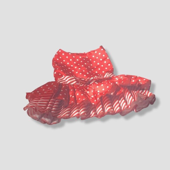 Build A Bear Candy Cane Dress Christmas Theme Ruffles Polka Dotted Red/White OS - Picture 2 of 9